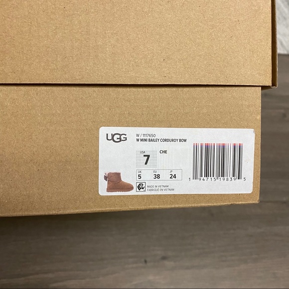 UGG | Mini Bailey Corduroy Bow In Chestnut NEW 7 - Picture 11 of 11